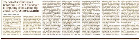 'HIstorian Caught in Ambush Row' Justine McCarthy Sunday Times 26 August 2012 text
