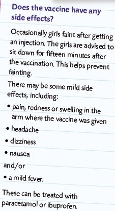 Click on image to see full-sized version Excerpt from HSE hvp vaccine leaflet