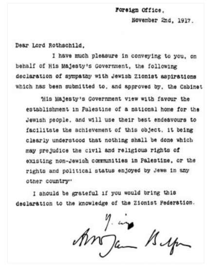 Click on image to see full-sized version Image 1 Balfour Declaration