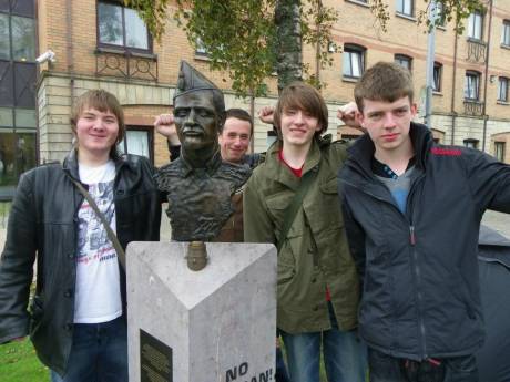 Click on image to see full-sized version #OccupyBelfast: Tahrir > Spain > US > Dublin > Belfast (the lads remember those that fought fascism in Spain